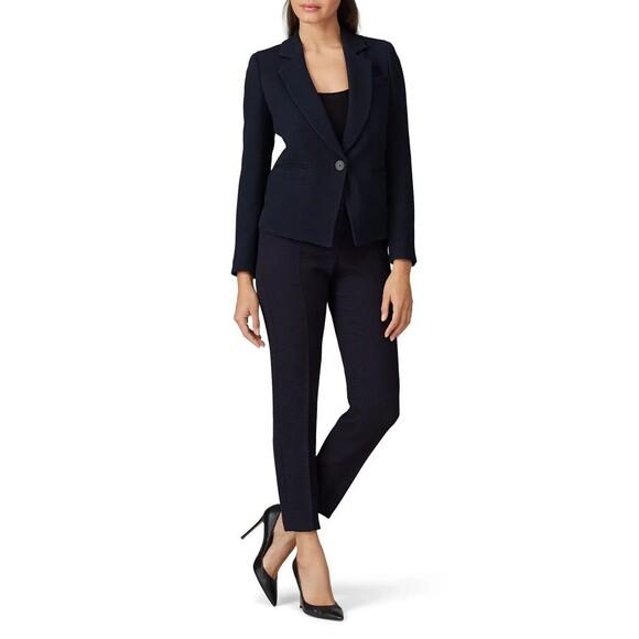 EMPORIO ARMANI Stretch Wool Slim Pants 40 Navy Blue Suit Trouser Office B56 - Picture 2 of 5